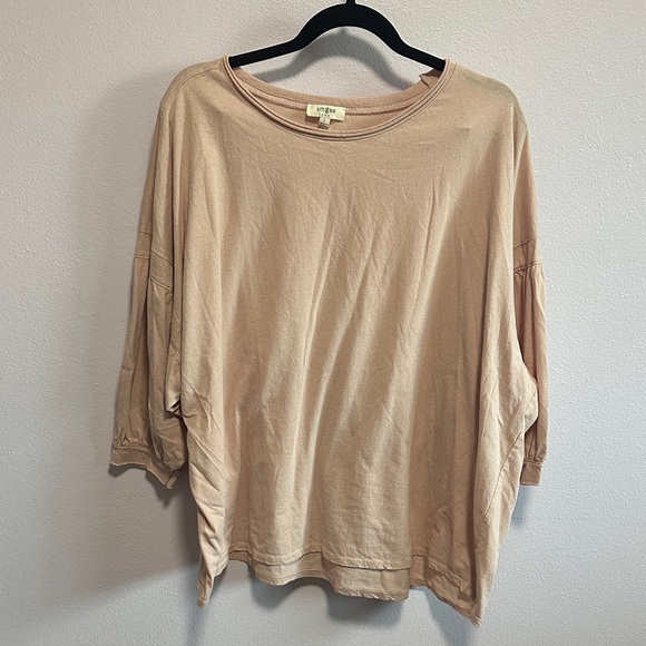 Umgee Tops - Umgee Oversized Long Sleeve Tee in Light Pink